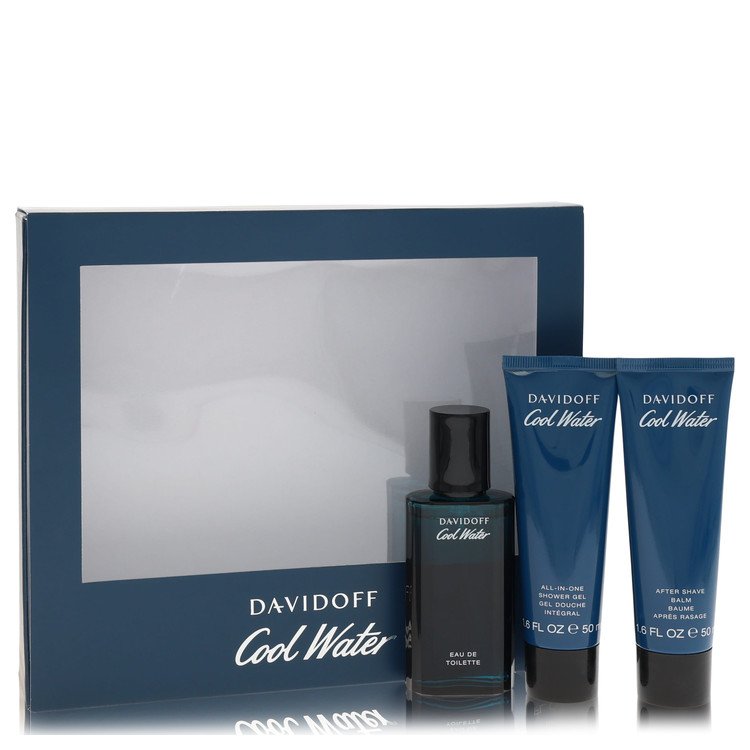 Cool Water Gift Set - 1.4 oz Eau De Toilette Spray +1.7 oz After Shave Balm+ 1.7 oz Shower Gel by Davidoff --