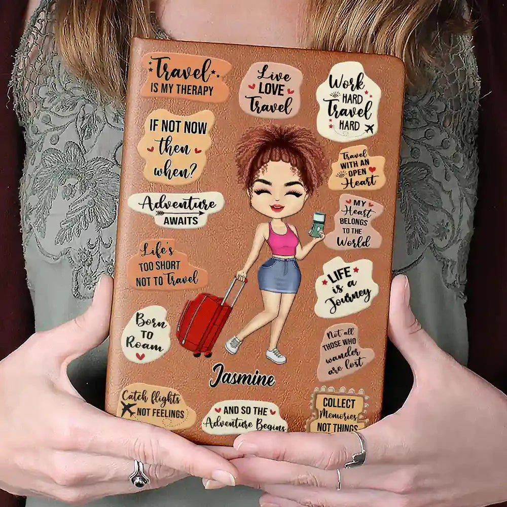 Personalized Leather Journal - Life Is A Journey Travel Lovers
