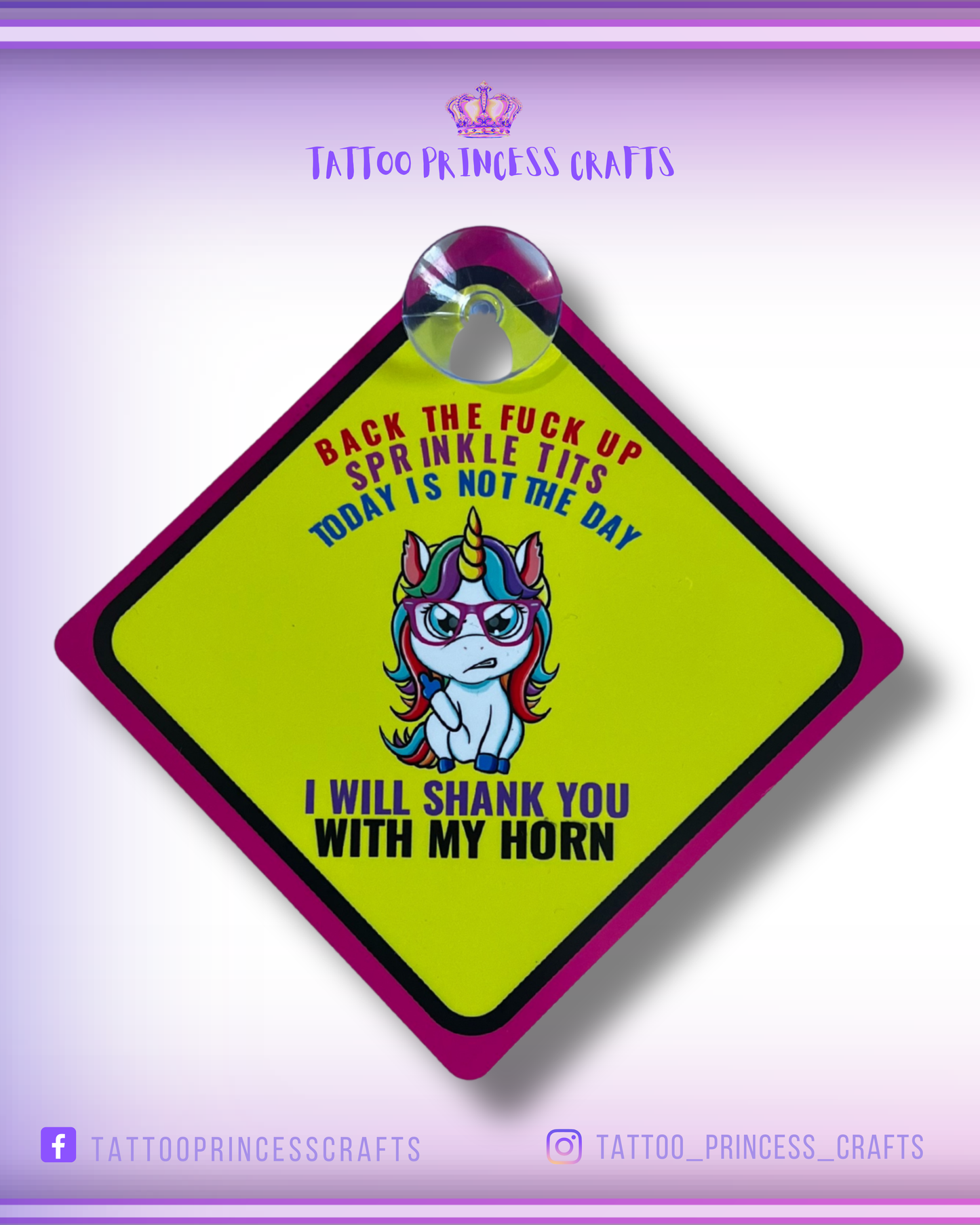 Car Window Sign: Back the FCUK Up Sprinkle Tits