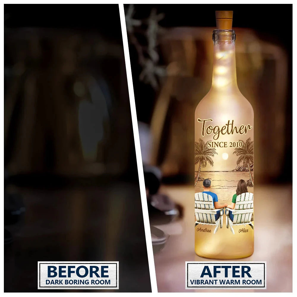 Back Sitting Couple You And Me We Got This - Personalized Bottle Light