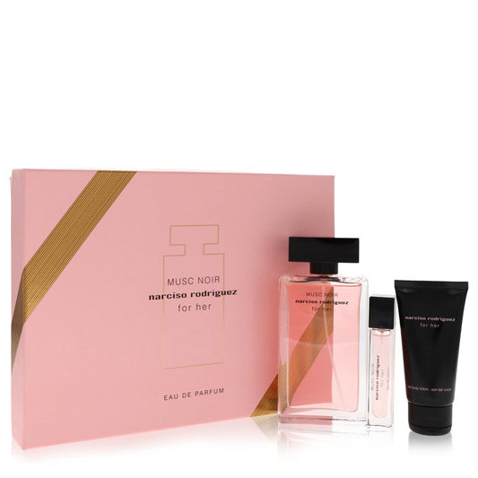 Narciso Rodriguez Musc Noir Gift Set - 3.3 oz Eau De Parfum Spray +0.33 Mini EDP Spray  + 1.6 oz Body Lotion by Narciso Rodriguez --