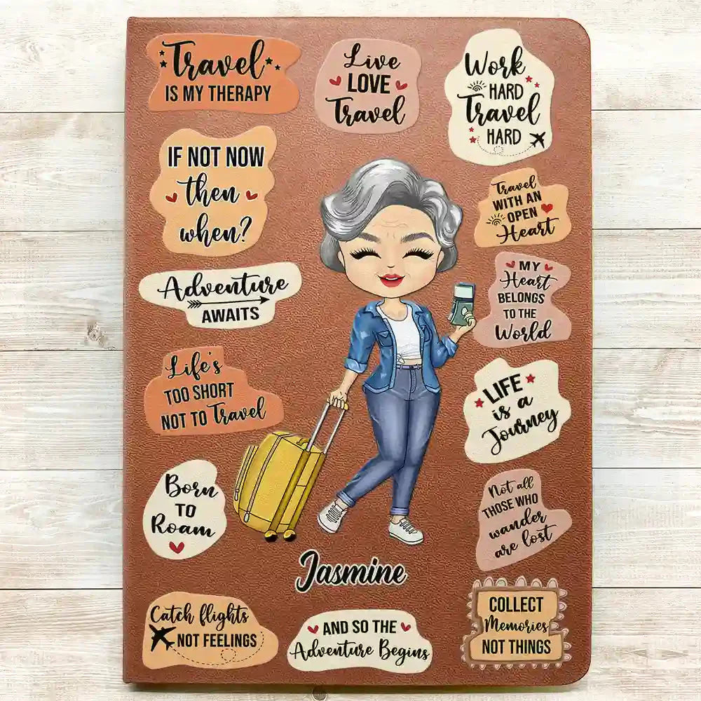 Personalized Leather Journal - Life Is A Journey Travel Lovers