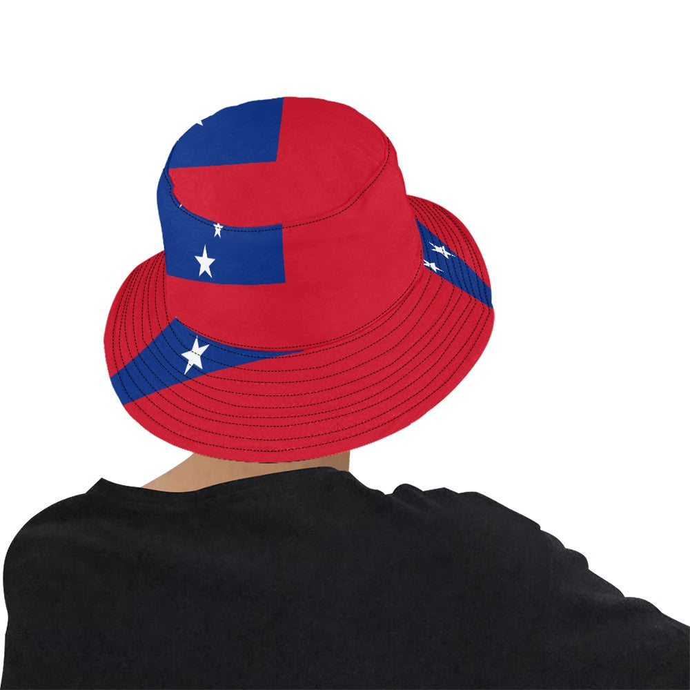 Stylish Men's Samoa Flag Print Bucket Hat - Chino Cotton Twill, Summer Fashion